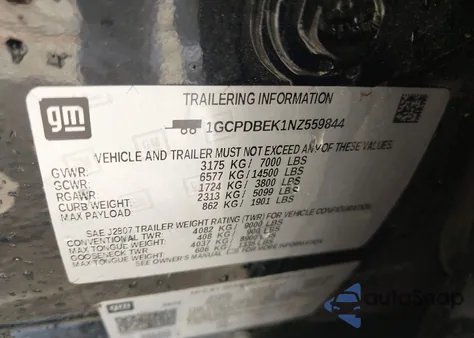 2022 Chevrolet Silverado 1500 4Wd Short Bed Custom из США, поврежденный, VIN 1GCPDBEK1NZ559844